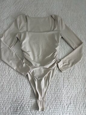 Beige Square Neck Bodysuit